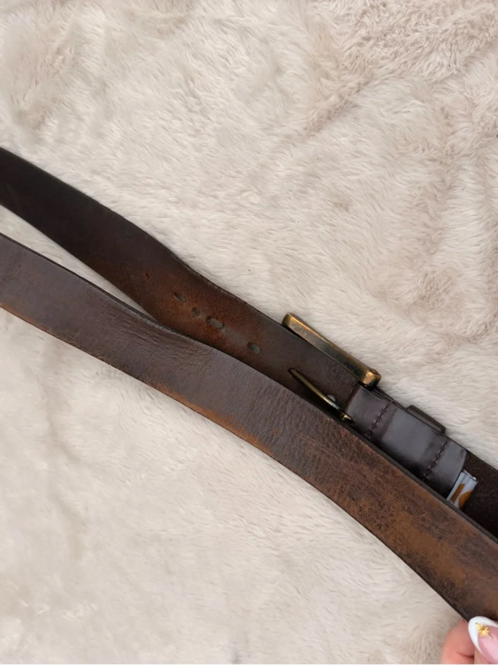 Carhartt Dark Brown Leather Belt with Brass Buckle